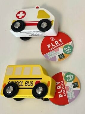 Hape 4 piece set of Montessori Wooden Rescue vehicles - NEW